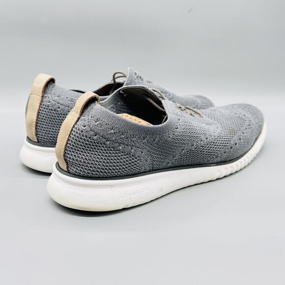 Cole Haan Shoes Mens 13 Gray Knit Zerogrand Stitchlite Wingtip Oxford Sneakers - Picture 7 of 12